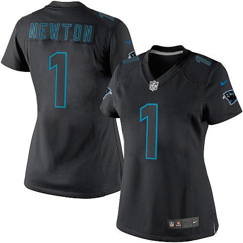 Women's Elite Cam Newton Nike Jersey Black - #1 Impact NFL Carolina Panthers